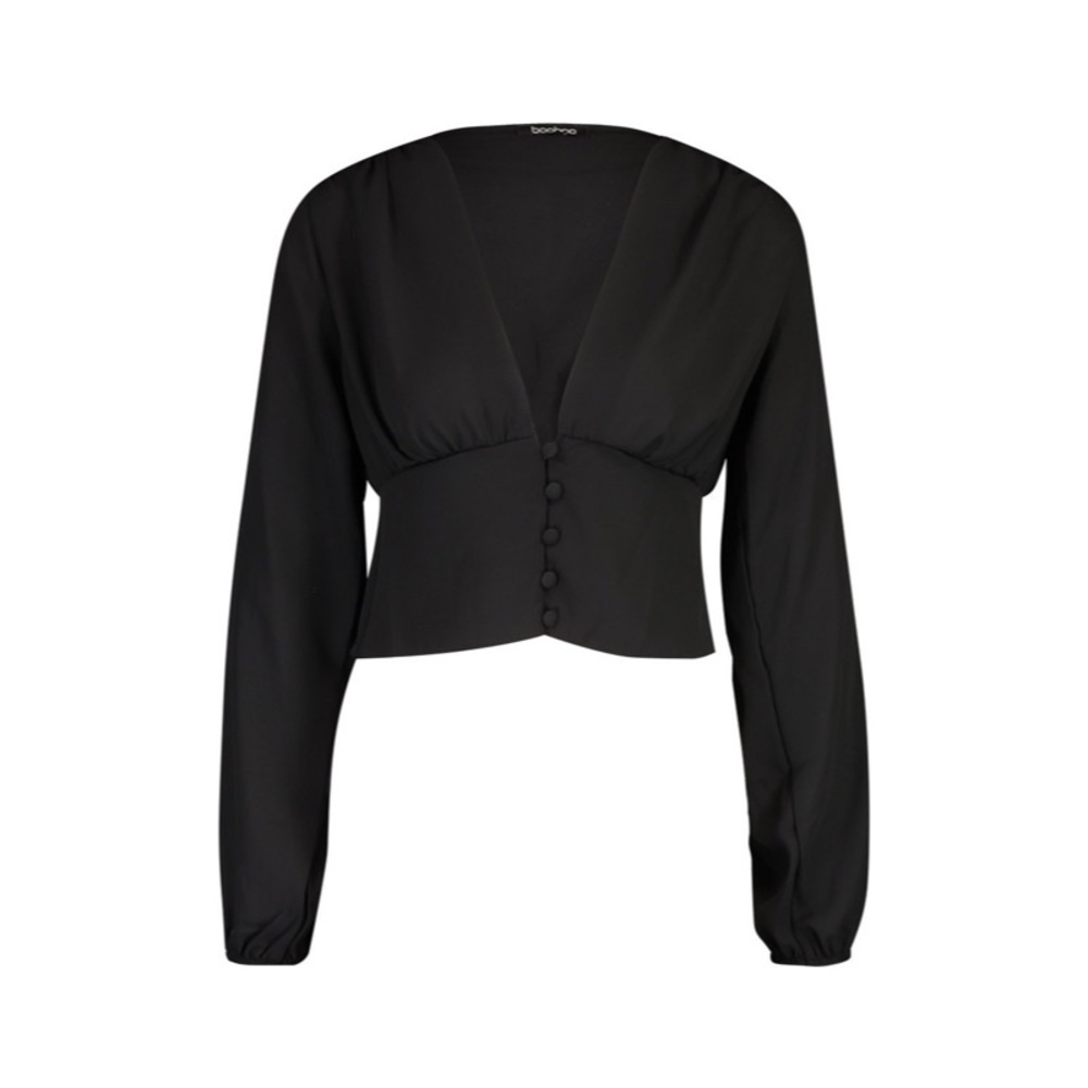 Volume Sleeve Button Detail Woven Blouse